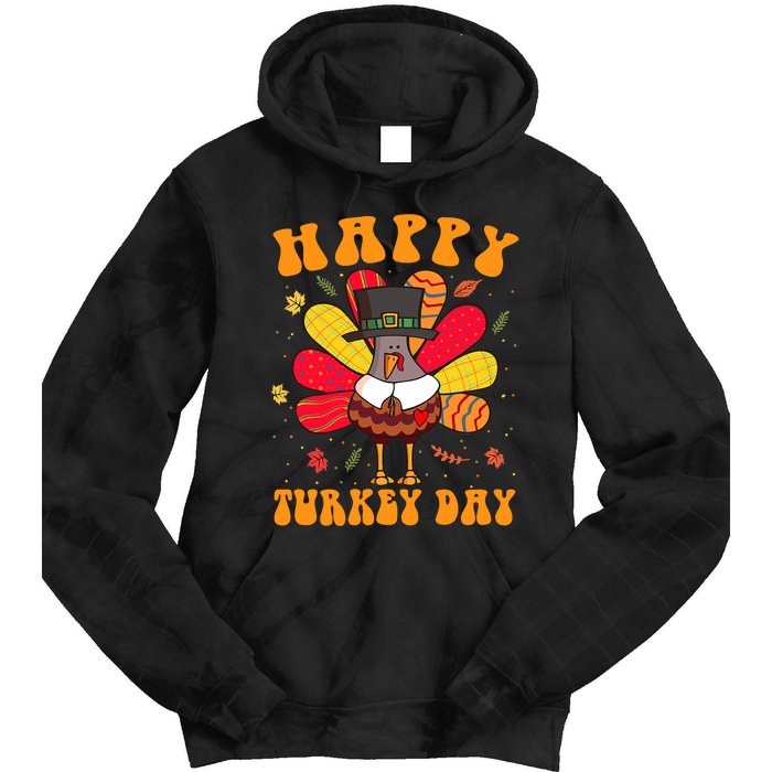 Happy Turkey Day Cute Little Pilgrim Thanksgiving Costume Tie Dye Hoodie