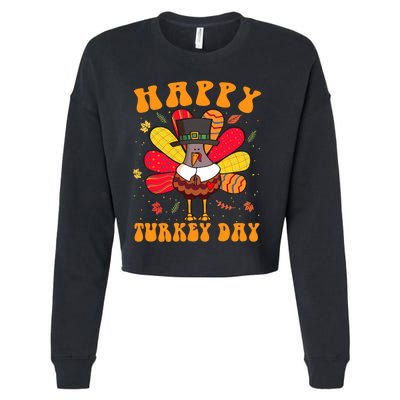 Happy Turkey Day Cute Little Pilgrim Thanksgiving Costume Cropped Pullover Crew