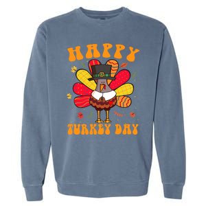 Happy Turkey Day Cute Little Pilgrim Thanksgiving Costume Garment-Dyed Sweatshirt