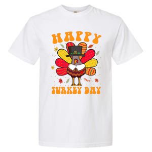 Happy Turkey Day Cute Little Pilgrim Thanksgiving Costume Garment-Dyed Heavyweight T-Shirt