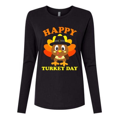 Happy Turkey Day, Cute Little Pilgrim Gift Thanksgiving Womens Cotton Relaxed Long Sleeve T-Shirt