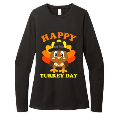 Happy Turkey Day, Cute Little Pilgrim Gift Thanksgiving Womens CVC Long Sleeve Shirt