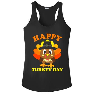 Happy Turkey Day, Cute Little Pilgrim Gift Thanksgiving Ladies PosiCharge Competitor Racerback Tank