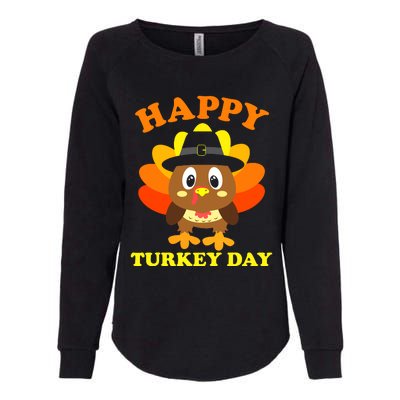 Happy Turkey Day, Cute Little Pilgrim Gift Thanksgiving Womens California Wash Sweatshirt