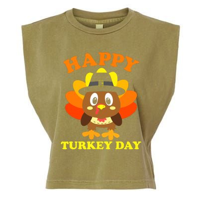 Happy Turkey Day, Cute Little Pilgrim Gift Thanksgiving Garment-Dyed Women's Muscle Tee