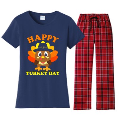 Happy Turkey Day, Cute Little Pilgrim Gift Thanksgiving Women's Flannel Pajama Set