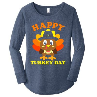 Happy Turkey Day, Cute Little Pilgrim Gift Thanksgiving Women's Perfect Tri Tunic Long Sleeve Shirt