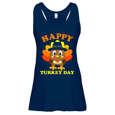 Happy Turkey Day, Cute Little Pilgrim Gift Thanksgiving Ladies Essential Flowy Tank