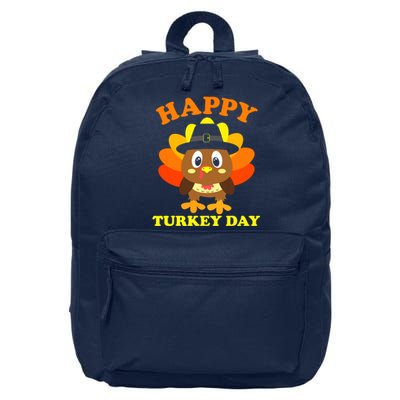 Happy Turkey Day, Cute Little Pilgrim Gift Thanksgiving 16 in Basic Backpack