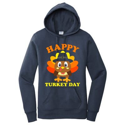 Happy Turkey Day, Cute Little Pilgrim Gift Thanksgiving Women's Pullover Hoodie