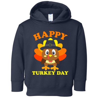 Happy Turkey Day, Cute Little Pilgrim Gift Thanksgiving Toddler Hoodie