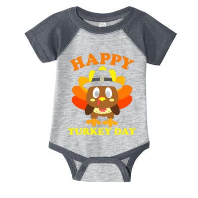 Happy Turkey Day, Cute Little Pilgrim Gift Thanksgiving Infant Baby Jersey Bodysuit