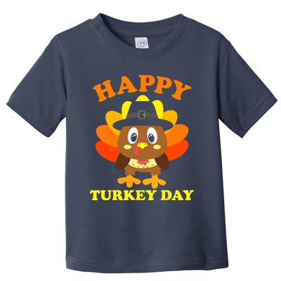 Happy Turkey Day, Cute Little Pilgrim Gift Thanksgiving Toddler T-Shirt