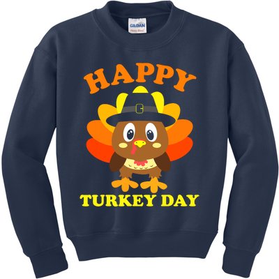 Happy Turkey Day, Cute Little Pilgrim Gift Thanksgiving Kids Sweatshirt