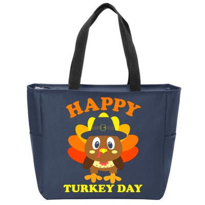 Happy Turkey Day, Cute Little Pilgrim Gift Thanksgiving Zip Tote Bag