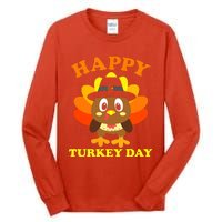 Happy Turkey Day, Cute Little Pilgrim Gift Thanksgiving Tall Long Sleeve T-Shirt