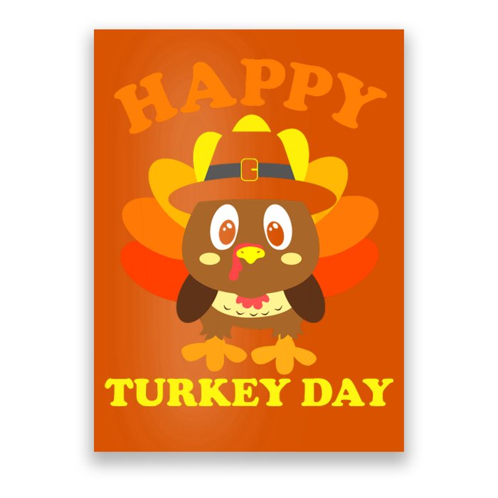 Happy Turkey Day, Cute Little Pilgrim Gift Thanksgiving Poster