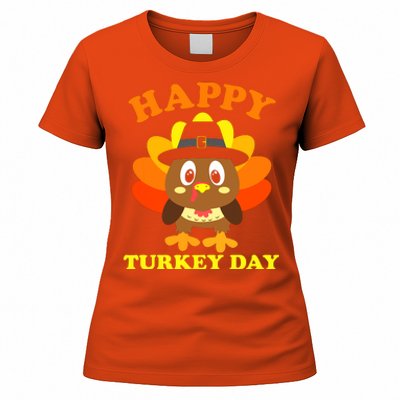 Happy Turkey Day, Cute Little Pilgrim Gift Thanksgiving Women's T-Shirt