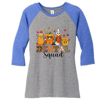 Happy Thanksgiving Dental Squad Dental Pupmkin Autumn Dental Cool Gift Women's Tri-Blend 3/4-Sleeve Raglan Shirt