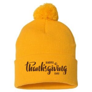 Happy Thanksgiving Day Holiday Pom Pom 12in Knit Beanie