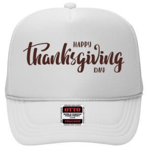 Happy Thanksgiving Day Holiday High Crown Mesh Back Trucker Hat