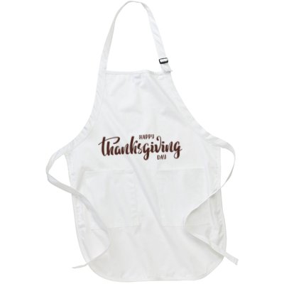Happy Thanksgiving Day Holiday Full-Length Apron With Pockets