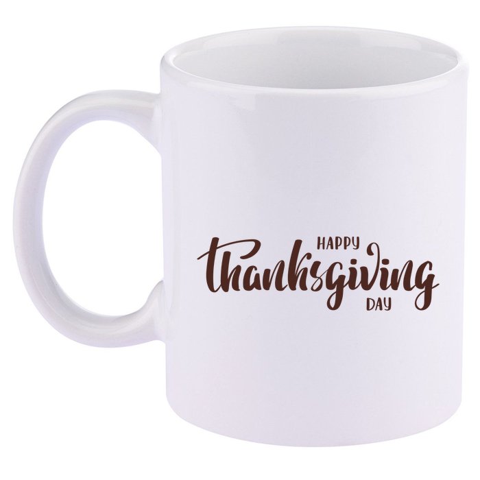 Happy Thanksgiving Day Holiday 11oz C Handle Ceramic Mug