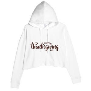 Happy Thanksgiving Day Holiday Crop Fleece Hoodie