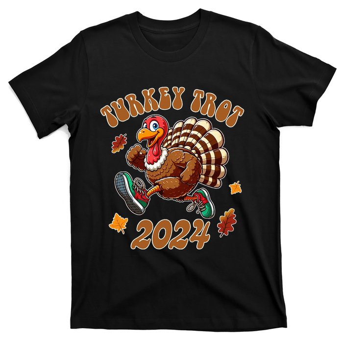 Happy Thanksgiving Day Running Turkey Funny Turkey Trot 2024 T-Shirt