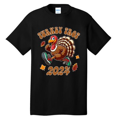 Happy Thanksgiving Day Running Turkey Funny Turkey Trot 2024 Tall T-Shirt