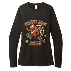 Happy Thanksgiving Day Running Turkey Funny Turkey Trot 2024 Womens CVC Long Sleeve Shirt