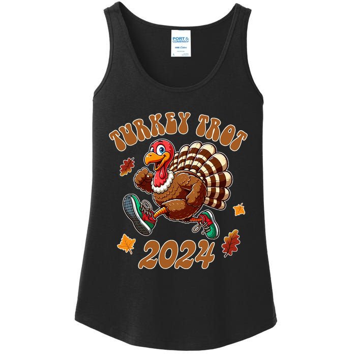 Happy Thanksgiving Day Running Turkey Funny Turkey Trot 2024 Ladies Essential Tank