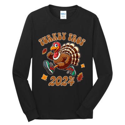 Happy Thanksgiving Day Running Turkey Funny Turkey Trot 2024 Tall Long Sleeve T-Shirt