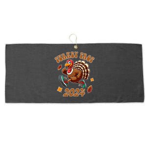 Happy Thanksgiving Day Running Turkey Funny Turkey Trot 2024 Large Microfiber Waffle Golf Towel