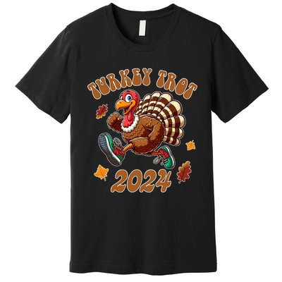 Happy Thanksgiving Day Running Turkey Funny Turkey Trot 2024 Premium T-Shirt