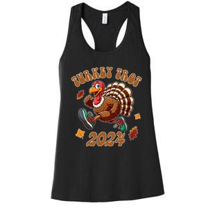 Happy Thanksgiving Day Running Turkey Funny Turkey Trot 2024 Women's Racerback Tank