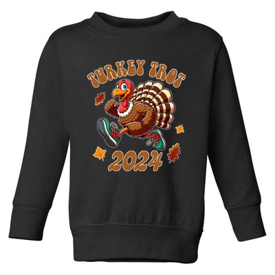 Happy Thanksgiving Day Running Turkey Funny Turkey Trot 2024 Toddler Sweatshirt