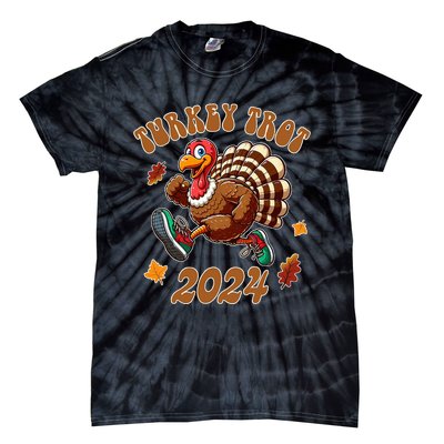 Happy Thanksgiving Day Running Turkey Funny Turkey Trot 2024 Tie-Dye T-Shirt