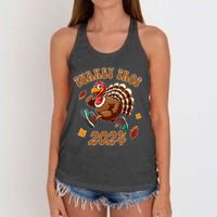 Happy Thanksgiving Day Running Turkey Funny Turkey Trot 2024 Women's Knotted Racerback Tank