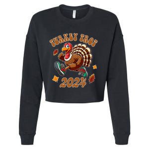 Happy Thanksgiving Day Running Turkey Funny Turkey Trot 2024 Cropped Pullover Crew