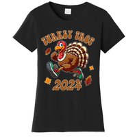 Happy Thanksgiving Day Running Turkey Funny Turkey Trot 2024 Women's T-Shirt