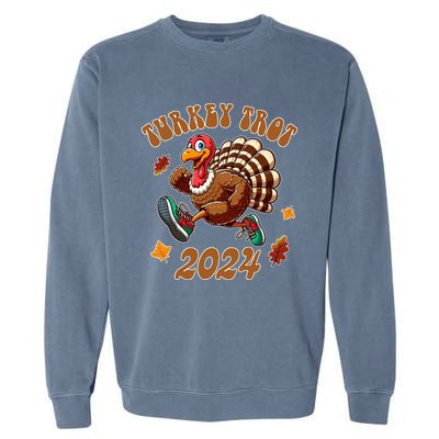 Happy Thanksgiving Day Running Turkey Funny Turkey Trot 2024 Garment-Dyed Sweatshirt