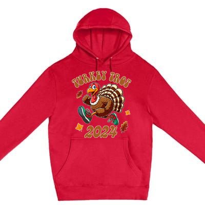 Happy Thanksgiving Day Running Turkey Funny Turkey Trot 2024 Premium Pullover Hoodie