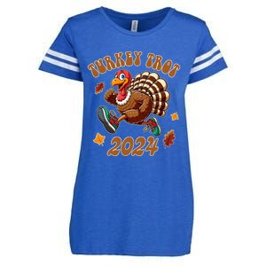 Happy Thanksgiving Day Running Turkey Funny Turkey Trot 2024 Enza Ladies Jersey Football T-Shirt