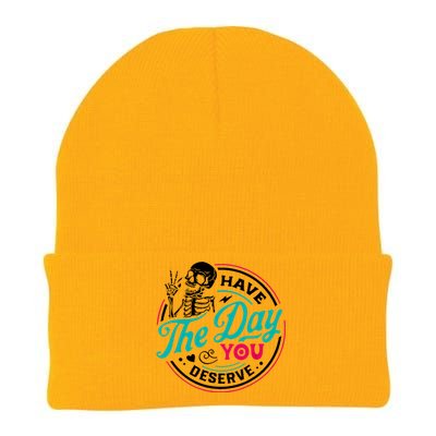 Have The Day You Deserve Skelton Knit Cap Winter Beanie