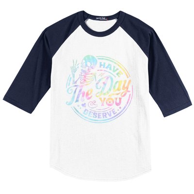 Have The Day You Deserve Peace Sign Skeleton Motivational Baseball Sleeve Shirt