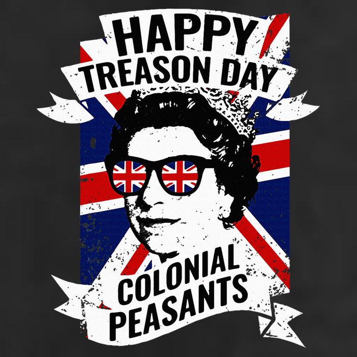 Happy Treason Day Funny Queen Elizabeth 4th Of July 7 Panel Mesh Trucker Snapback Hat