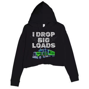 Humorous Trucker Design For Both & Women Who Love Semis Crop Fleece Hoodie