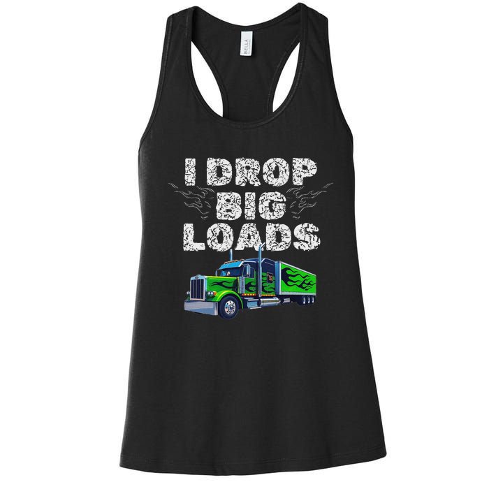 Humorous Trucker Design For Both & Women Who Love Semis Women's Racerback Tank