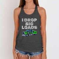 Humorous Trucker Design For Both & Women Who Love Semis Women's Knotted Racerback Tank